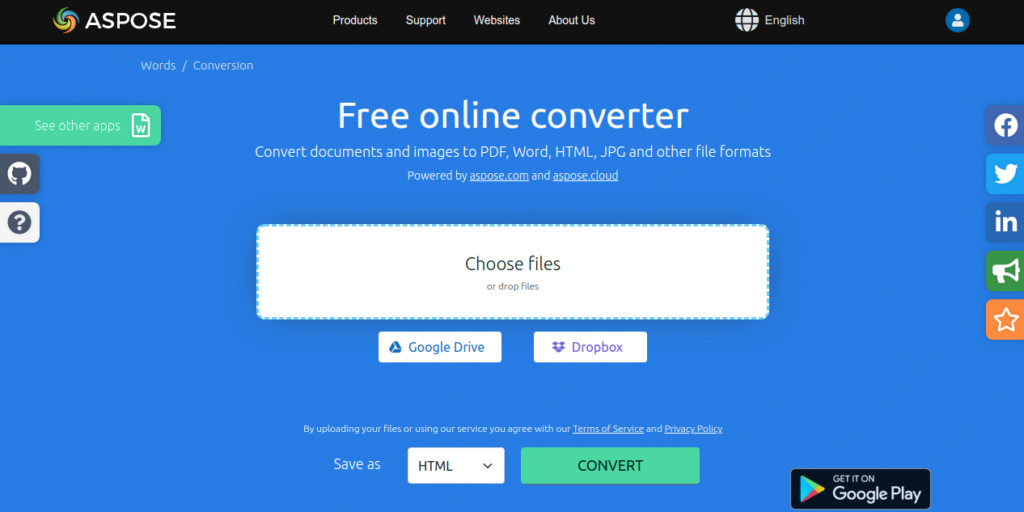 محول مجاني على الإنترنت - من docx إلى html
