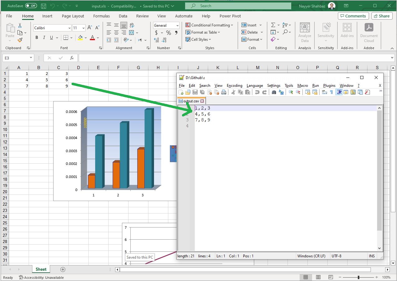 excel to csv preview