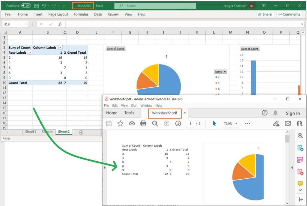 Excel to PDF preview