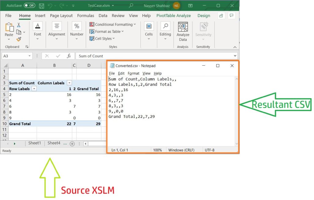 Excel to CSV preview