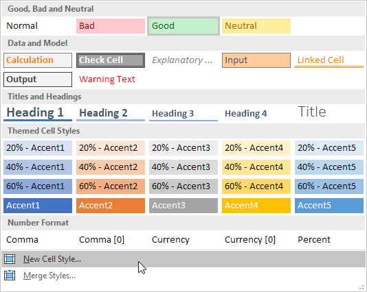 Excel formatted cells