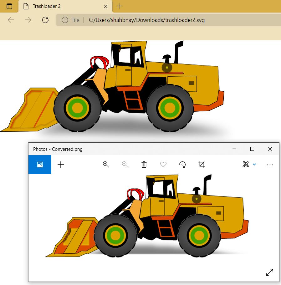 Eksempel på konvertering fra SVG til PNG