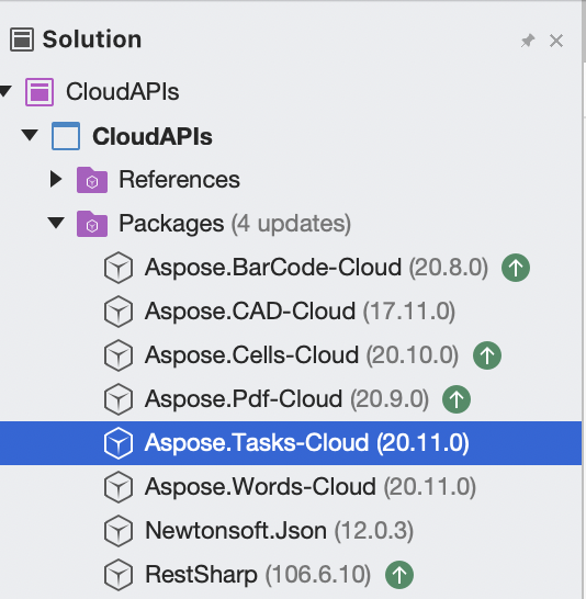 Aspsoe.Tasks Cloud tilføjet til projektpakker