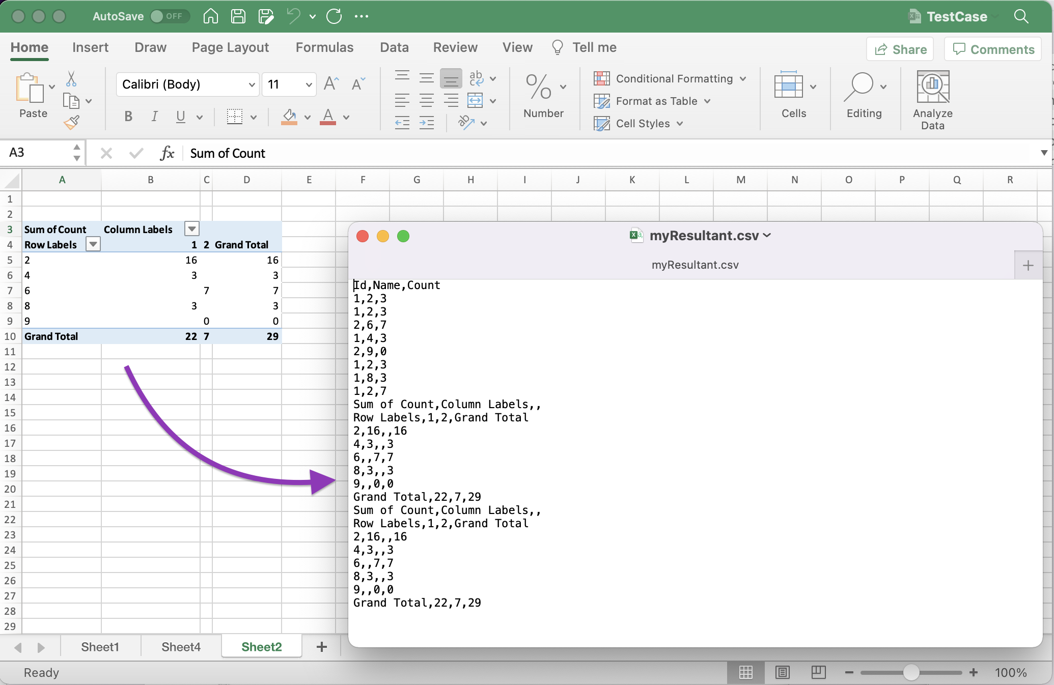 Excel in csv