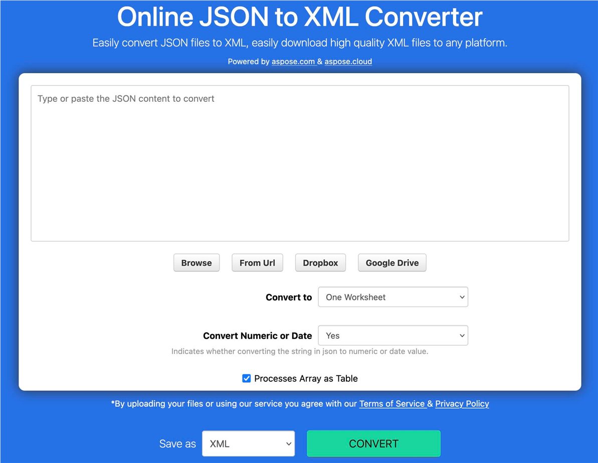 json to xml conversion