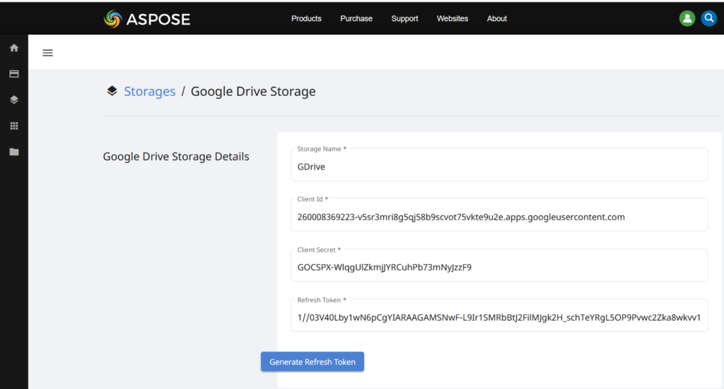 Anmeldeinformationen für Google Drive