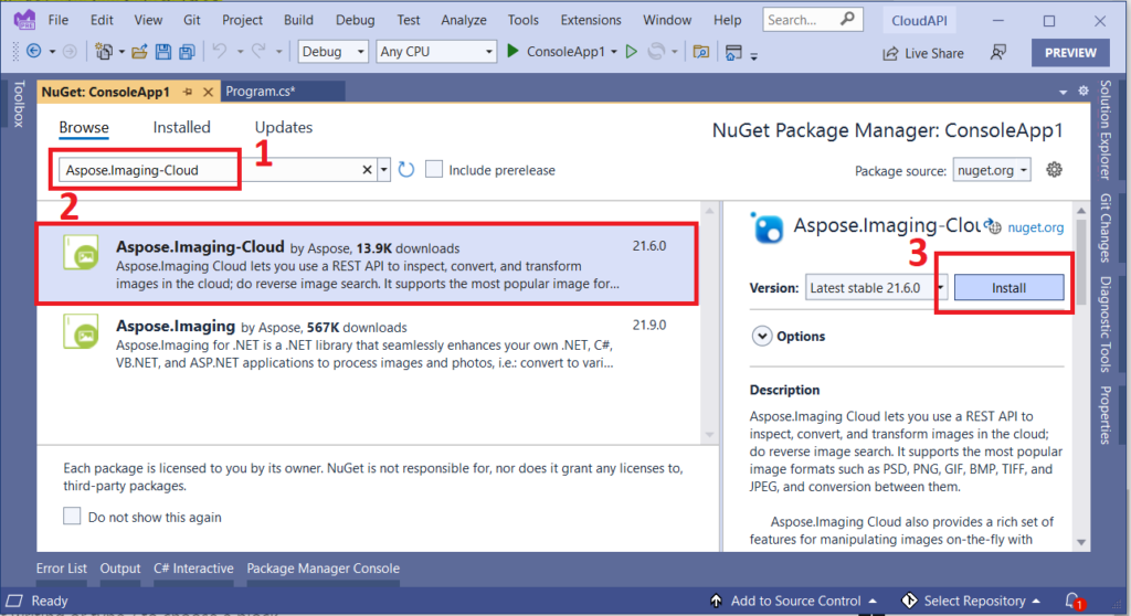 Aspose.Imaging Cloud NuGet package