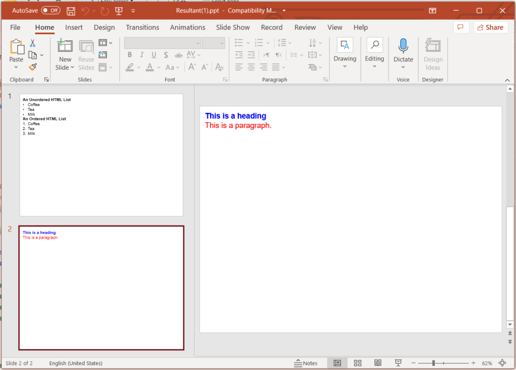 incorporare html in powerpoint