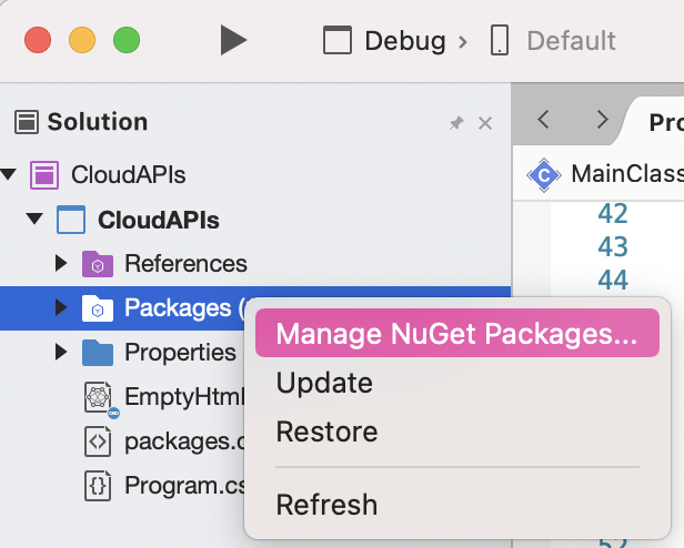 Anteprima del gestore dei pacchetti NuGet