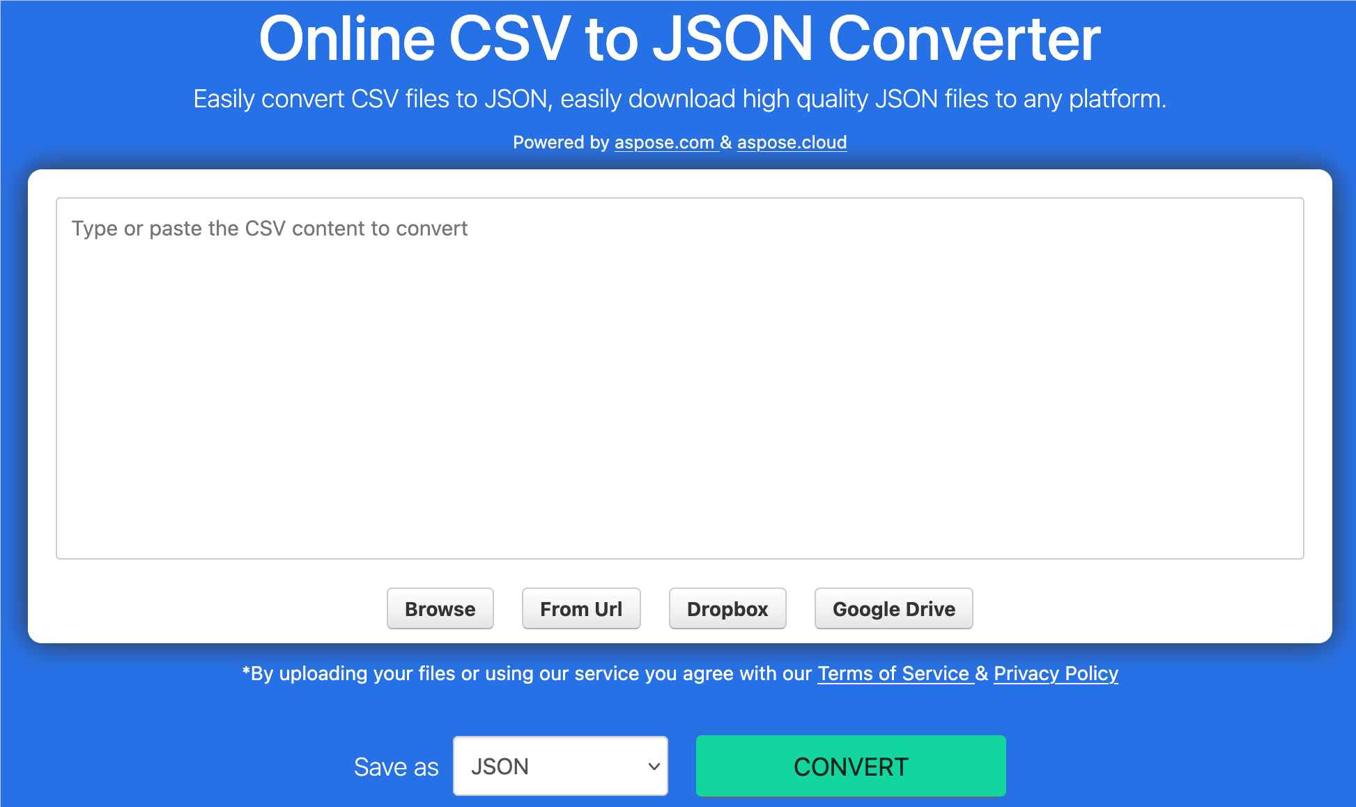CSV to JSON オンラインコンバーター