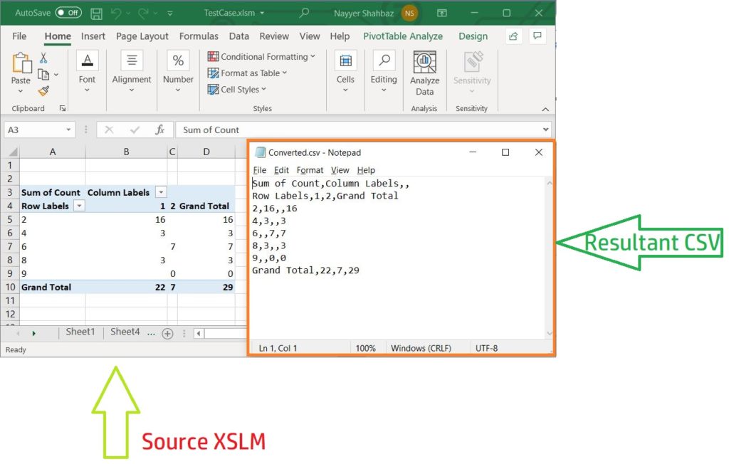 xlsm から csv へ