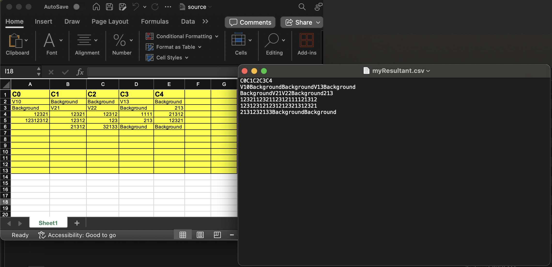 excel to csv გადახედვისას