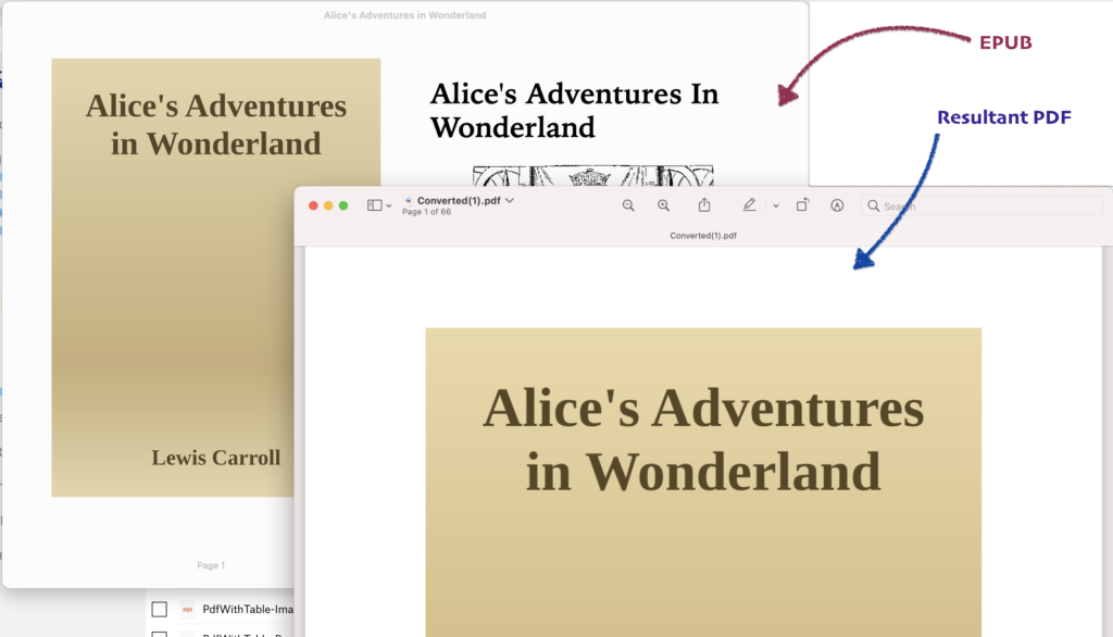 EPUB to PDF conversion