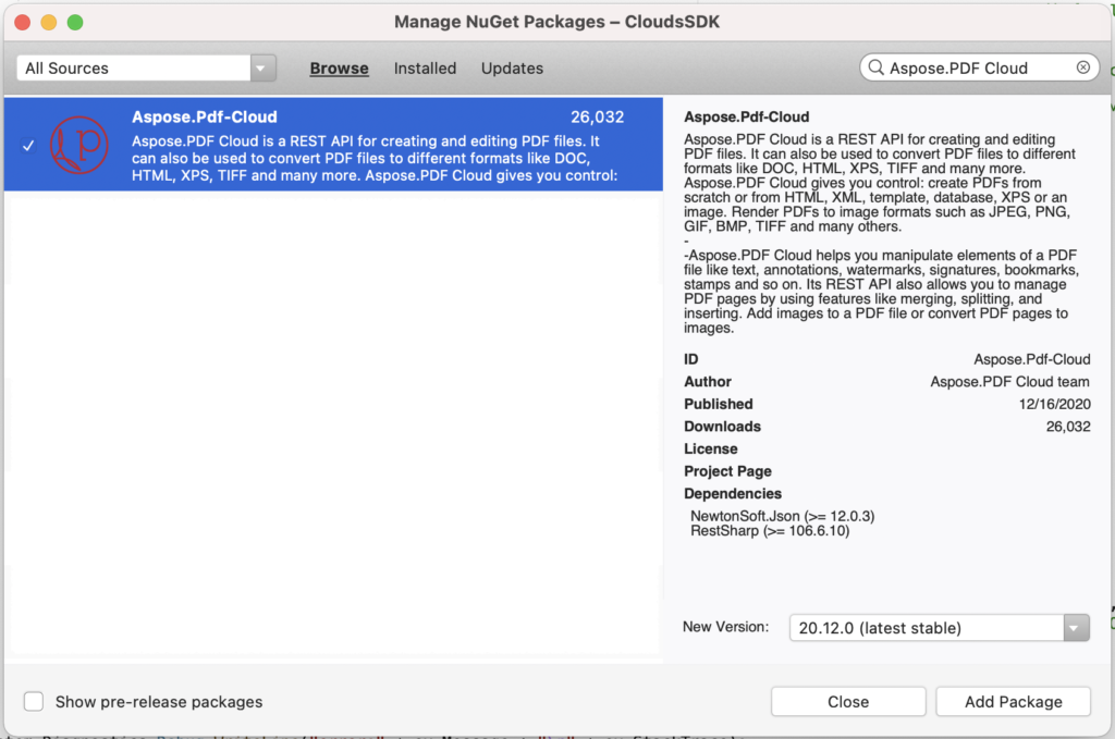 Aspose.PDF Cloud NuGet