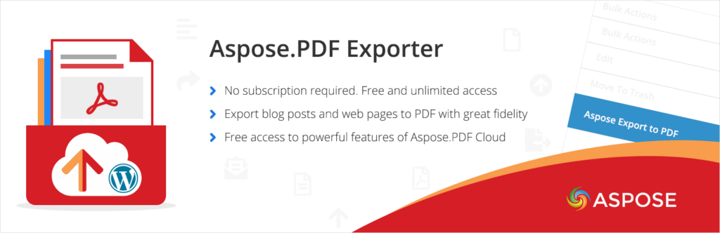 Aspose.PDF Exporter plugin banner