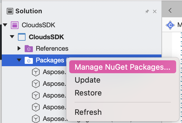 Manage NuGet packages.