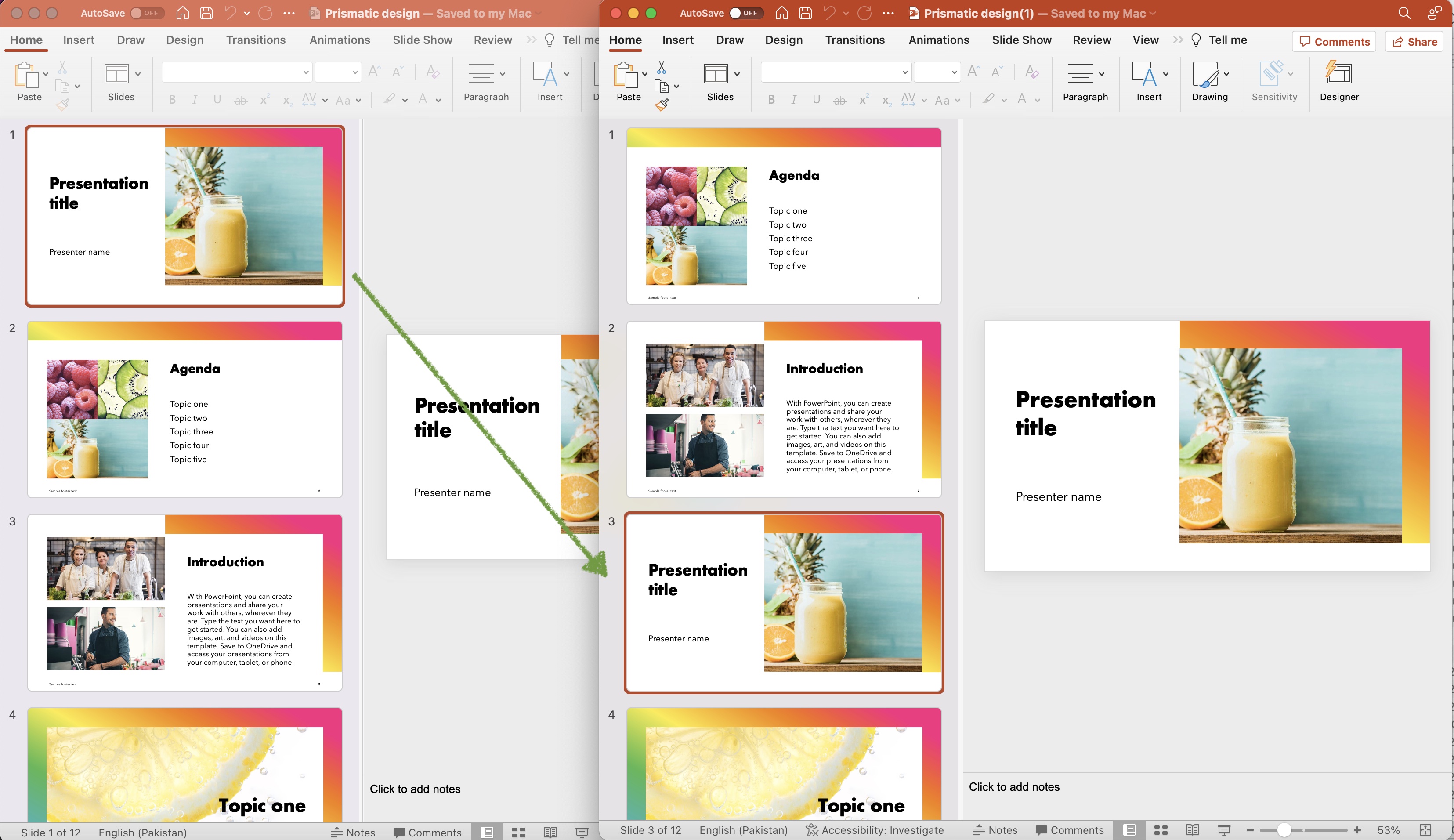 reorganizar slides na visualização do PowerPoint