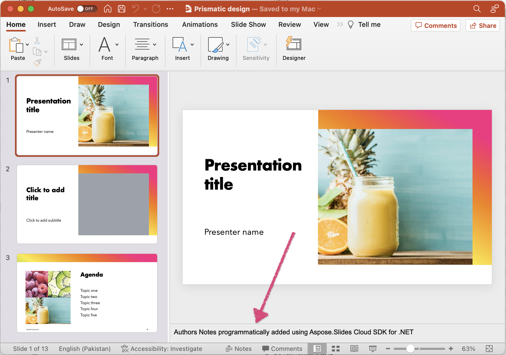 how to add presenter notes in PowerPoint