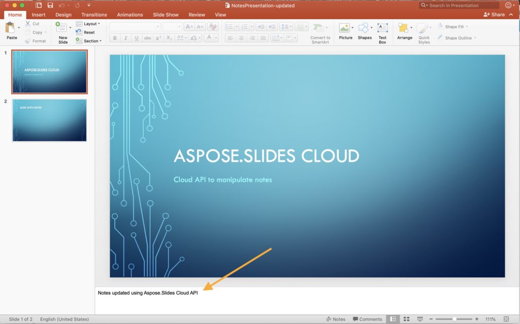 PowerPoint Slide notes updated