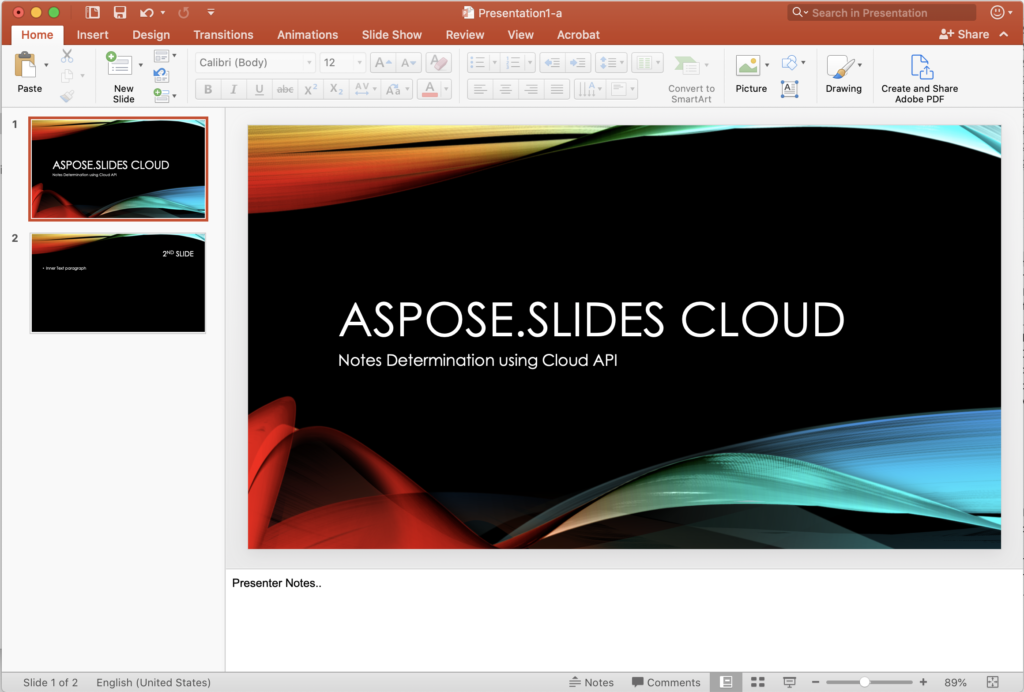 PowerPoint slide with Notes