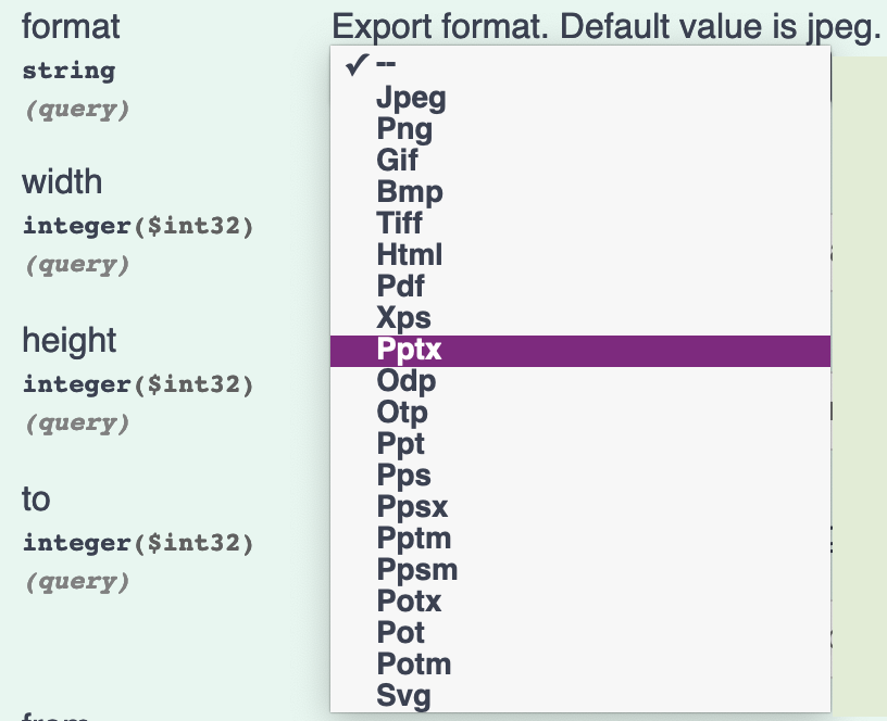 PPTX format selection from dropdown.