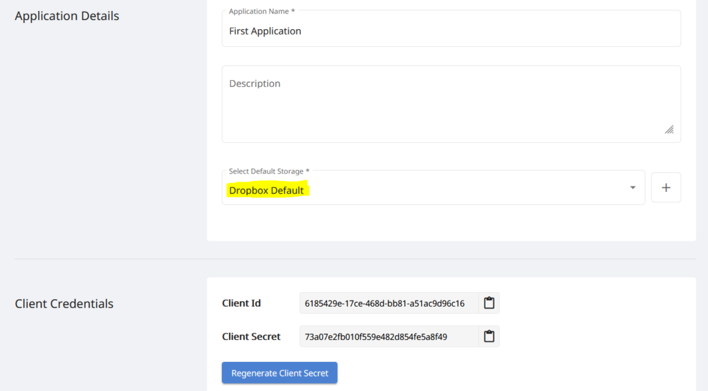 Dropbox as default storage