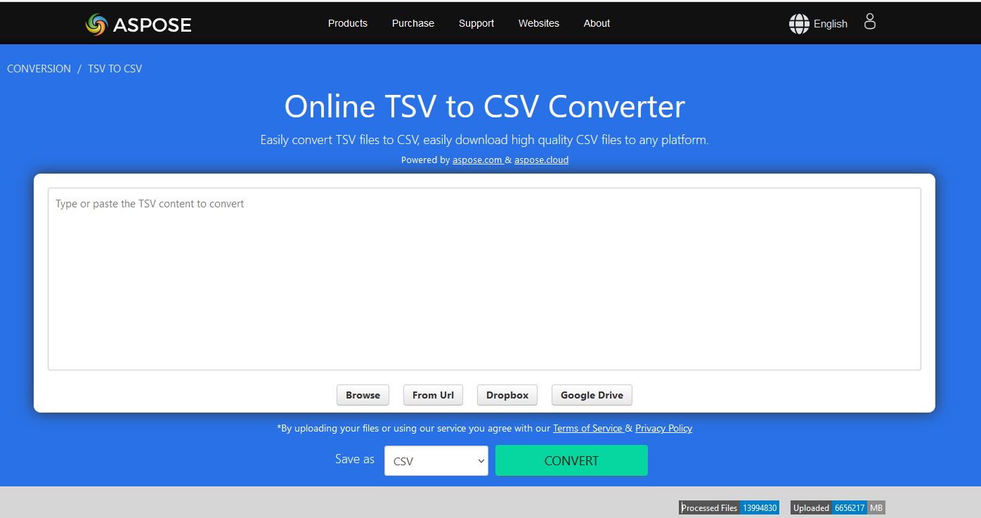 конвертер tsv в csv