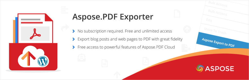 Банер плагіна Aspose.PDF Exporter
