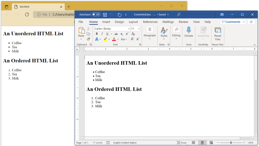 html to word doc