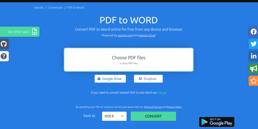 Free online PDF to Word Converter